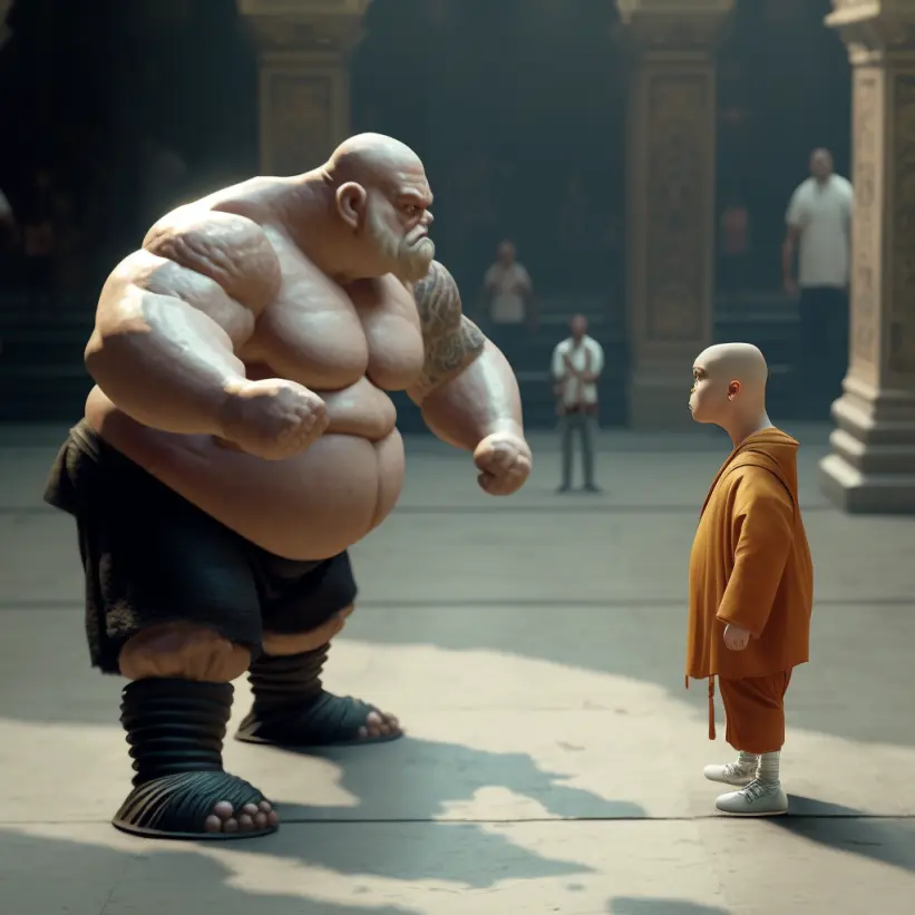 huge thug vs. tiny shaolin monk